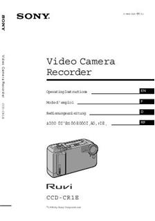 Sony CCD CR 1 E Ruvi manual. Camera Instructions.